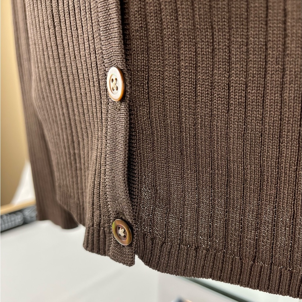 Banana Republic Dark Brown Ribbed Long Sleeve Cardigan Sweater XS - Picture 10 of 14